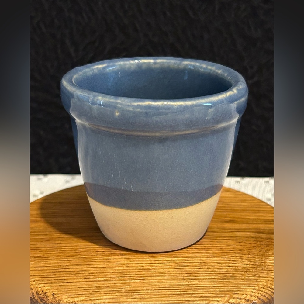 Vintage Rowe Pottery Works 2 Tone Miniature Crock Salt Glaze